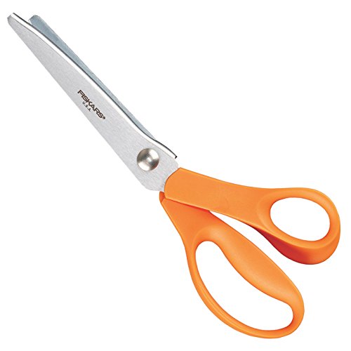 Fiskars Tijeras dentadas, Longitud: 23 cm, para diestros, Hoja de acero inoxidable/Mangos de plástico, Naranja, Classic, 1005130