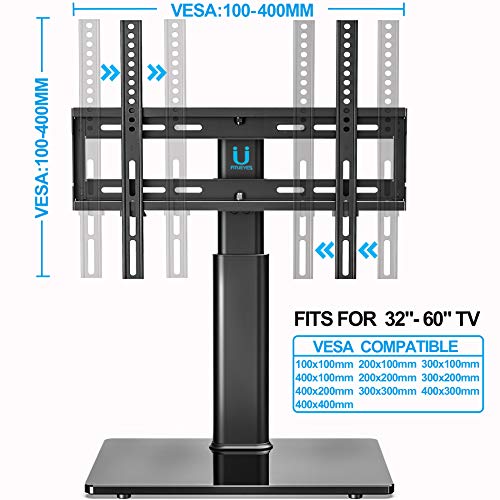 FITUEYES Soporte Giratorio de TV de 32 a 60 Pulgadas Altura Ajustable Soporte de Mesa para TV LCD LED OLED Plasma Plano Curvo TT104501GB-G