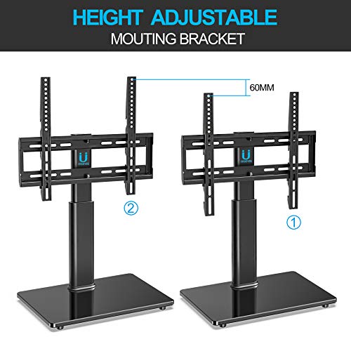 FITUEYES Soporte Giratorio de TV de 32 a 60 Pulgadas Altura Ajustable Soporte de Mesa para TV LCD LED OLED Plasma Plano Curvo TT104501GB-G