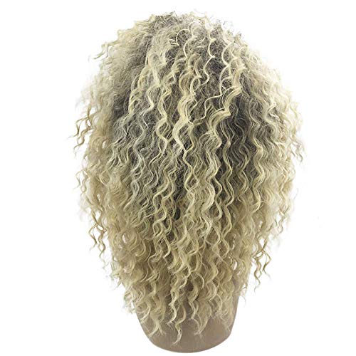 FMEZY Peluca sintética Afro/Kinky Curly Shakira StylebobWapblonde sin Corazon Pelo sintético SidePart/Peluca afroamericana Wigblonde Peluca Cosplay