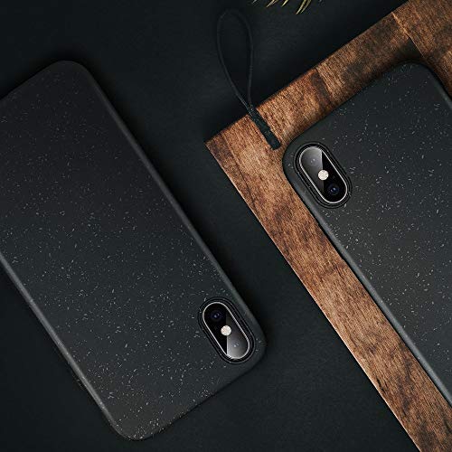 Forcell Funda Carcasa Protectora Trasera - 100% Ecológica y compostable Real. Cero resíduos. Hecho con Plantas y Productos Naturales para iPhone XS MAX Negra.