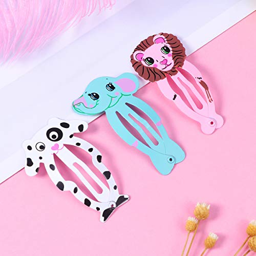 Frcolor 60pcs Colorido Snap Clips para el cabello Cute Cartoon Animals Barrettes Horquillas Sombreros Accesorios para el cabello para niñas bebés (estilo al azar)