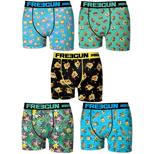 FREEGUN Pack 3 Calzoncillos Bob Esponja Sorpresa para Hombre