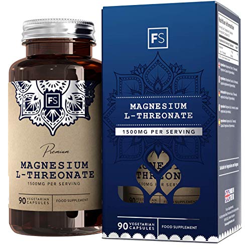 FS Treonato de Magnesio 1500mg por Porcion | 90 Capsulas Veganas de Magnesium Threonate | Suplementos Nootropicos | Magnesio Capsulas | Sin OGM y Sin Gluten