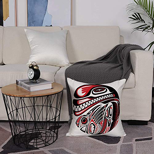 Funda de Cojine con Cremallera Invisible,Tribal, Haida Style Animal Art Águila é,Protectores de Almohada Sofá Throw Cojín Decoración Almohada Caso de la Cubierta Decorativo para Sala de Estar 50x50 cm