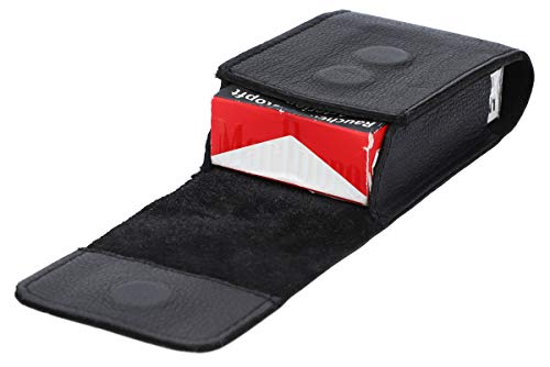 Funda de Cuero para Caja de Cigarrillos Gusti Cuero Studio Charly Estuche Case Cuero de Búfalo Negro 2T19-22-9