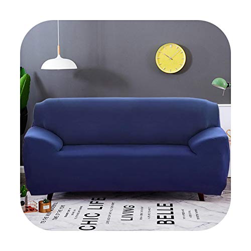 Fundas de sofá de 1/2/3/4 Asientos de Color Sólido Elástico Paquete Todo Incluido Antideslizante Universal Funda de Sofá Slipcover-Navy-2Asientos 145-185Cm