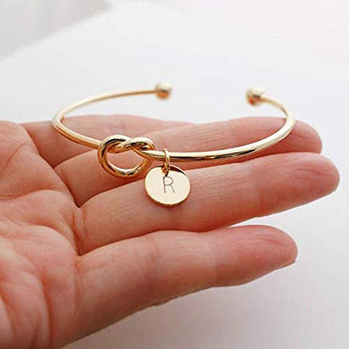 Gaddrt - Pulsera de Cuentas de 26 Letras para Mujer, Estilo Europeo con Forma de corazón, de Metal, Simple, Anudado, para Fiestas, Elegantes, Accesorios de joyería de Regalo, P