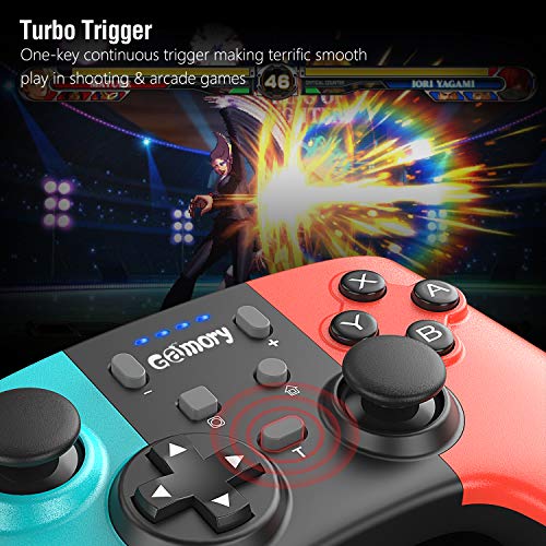 Gamory Mando para Nintendo Switch,Mando Pro Controller Mando pc Inalambrico,Bluetooth Inalámbricos pro Nintendo Switch Gamepad controlador con Turbo Dual Shock Gyro Axi ajustable