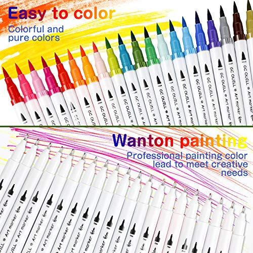 GCQUILL Rotuladores Punta Fina 100 Colores Rotuladores Doble Punta Rotuladores Punta Pincel para Niños, Adultos, Artistas Buen regalo para Fiesta, Navidad, Año Nuevo, Halloween, Pascua