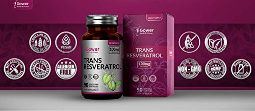 GH Trans Resveratrol 100mg del Extracto de Knotweed Japonés | 90 Capsulas Veganas | Antioxidantes Potentes | Suplemento de Polifenoles de Estilbenoides Naturales | Sin OGM y Sin Gluten