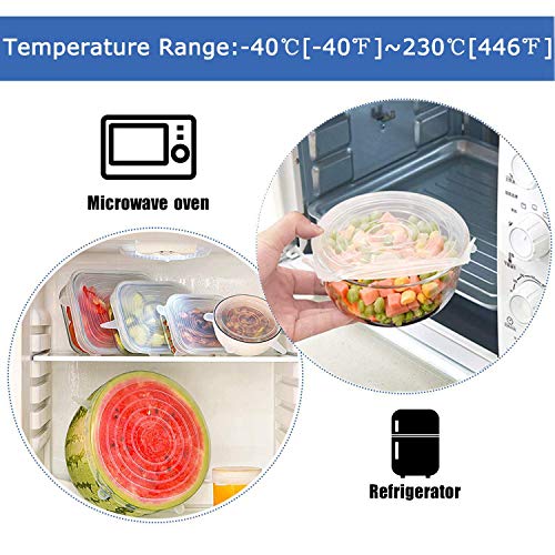 GLEADING Tapa de Silicona para Alimentos, Tapa de Silicona para Alimentos Frescos y sobras: Mantiene la Comida Fresca, Tapa Duradera y Extensible, Adecuada para Varias Formas de contenedores,Boles.