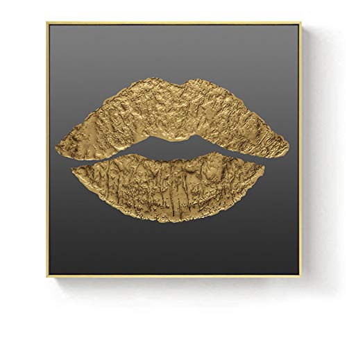 Golden Angel Mouth Tree Geometric Square Texture Canvas Painting Poster Sala de estar Decoración de la pared 40x40cm