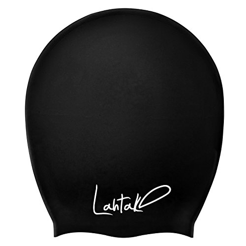 Gorro Piscina - Gorro Natación Mujer y Hombre - Gorro Natación Pelo Largo y Dreadlocks - Gorro de Baño Silicona Extra Grande XL y L - Gorros de Piscina Impermeables Rastas (Negro XL)