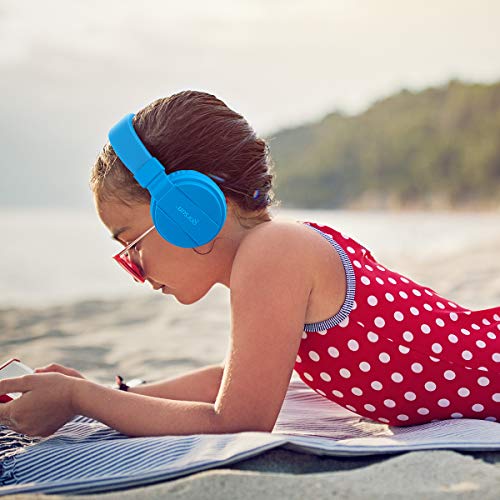 Gorsun® Auriculares para Niños,Plegable Cómodos Auriculares Niños con Seguro Material,Auriculares Infantiles con Ligera Diadema,Estéreo Cerrados Cascos para Niños -Azul