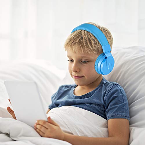 Gorsun® Auriculares para Niños,Plegable Cómodos Auriculares Niños con Seguro Material,Auriculares Infantiles con Ligera Diadema,Estéreo Cerrados Cascos para Niños -Azul