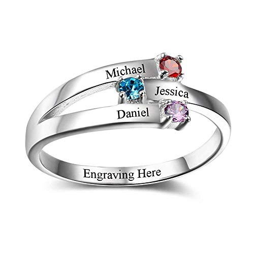 Grand Made Nombre Personalizado Anillo de la Madre con Plata esterlina 925 3 Anillos de la Madre simulados Anillos Familiares Personalizados Anillos de Aniversario Anillos de Mujer Anillo de BFF (10)