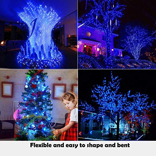 Guirnlda luces 50m 500 LED Extra largas Cadena de Luces Con mando distancia IP65 Impermeable Iluminación Alambre de Cobre para Exterior,Interior, Jardines, Boda, Fiesta de Navidad (Azul)