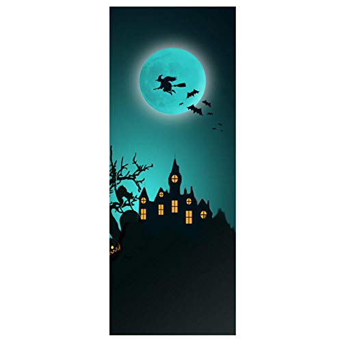 halloween Pegatinas divertidas de Halloween para puertas para paredes, calcomanías para ventanas, PVC, extraíbles, impermeables, pegatinas decorativas para Halloween-A