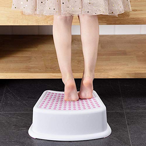 Hamkaw Taburete para niños, taburete de un paso con superficie suave antideslizante y base antideslizante, ideal para entrenamiento de orinal, baño, dormitorio, sala de juguetes