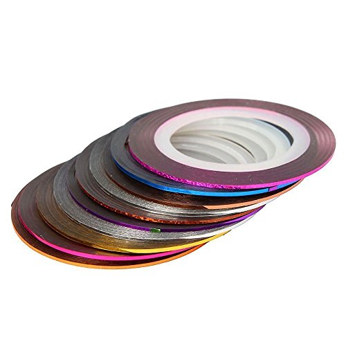 Haobase - Rollos de cinta adhesiva para decoración de uñas, 30 unidades, varios colores