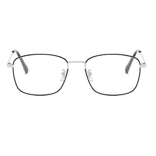 HAOXUAN Gafas de Lectura para Hombres y Mujeres, de Alta definición Anti-Azul óptica de la luz de Resina, Marco de Metal clásico, vidrios Lector Anti-ultravioletas, dioptría 1,00-3,00,Plata,+ 2.00