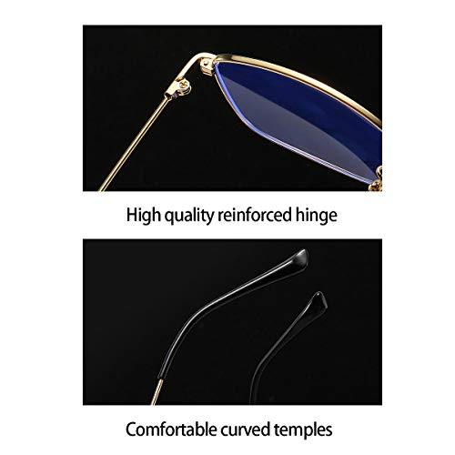 HAOXUAN Gafas de Lectura para Hombres y Mujeres, de Alta definición Anti-Azul óptica de la luz de Resina, Marco de Metal clásico, vidrios Lector Anti-ultravioletas, dioptría 1,00-3,00,Plata,+ 2.00