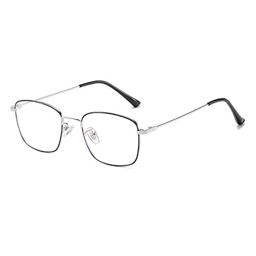 HAOXUAN Gafas de Lectura para Hombres y Mujeres, de Alta definición Anti-Azul óptica de la luz de Resina, Marco de Metal clásico, vidrios Lector Anti-ultravioletas, dioptría 1,00-3,00,Plata,+ 2.00