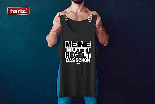 Hariz - Camiseta sin mangas para hombre, diseño con texto "Meine Mutti Regelt", color blanco y negro rojo XL