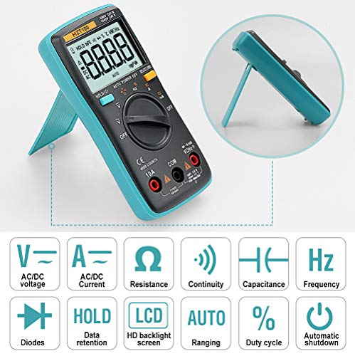 HASAGEI 4000 cuentas TRMS multímetro digital/ohmímetro/voltímetro de rango automático para resistencia/diodos/ciclo de trabajo/capacitancia/frecuencia/medición relativa, protección de sobrecarga de