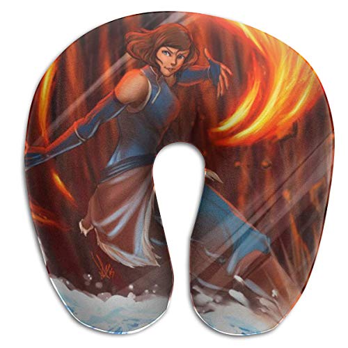 Hdadwy Avatar Legend Korra Almohada en forma de U Almohada de viaje Transpirable Cómoda espuma viscoelástica Almohadas portátiles Unisex Multifuncional Ultraligero Cómodo para soporte de cabeza y cuel