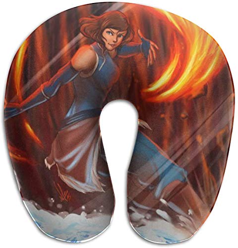 Hdadwy Avatar Legend Korra Almohada en forma de U Almohada de viaje Transpirable Cómoda espuma viscoelástica Almohadas portátiles Unisex Multifuncional Ultraligero Cómodo para soporte de cabeza y cuel