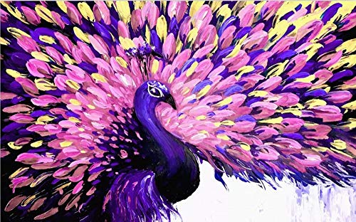 HDOUBR Papel Tapiz fotográfico Personalizado Estilo de Pintura Mural Color del Pavo Real Arte Pintura al óleo Pintura Decorativa de la Pared Papel de Pared-a, 350x245 cm (137.8 por 96.5 in)