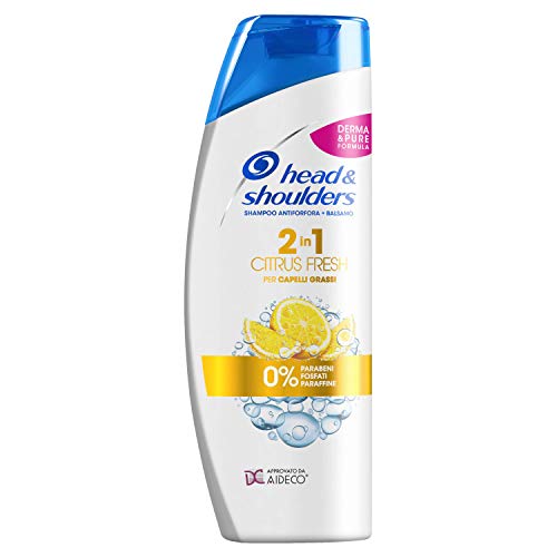 Head & Shoulders Citrus Fresh 2 en 1 - Champú y acondicionador anticaspa para cabello graso, 540 ml