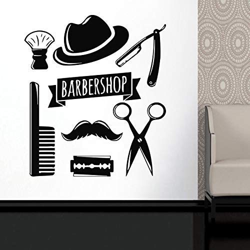 Herramientas De Barbería Etiqueta De La Pared Cara Peluquería Ventana Poster Estilo De Peinado Cabello Hombre Barba Barbería Decoración 70 * 80Cm