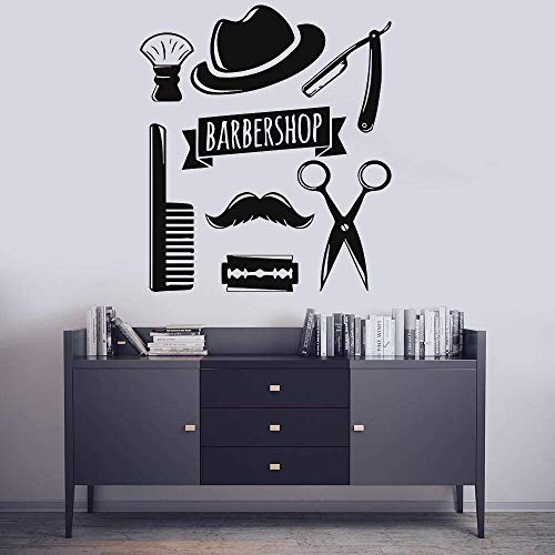 Herramientas De Barbería Etiqueta De La Pared Cara Peluquería Ventana Poster Estilo De Peinado Cabello Hombre Barba Barbería Decoración 70 * 80Cm