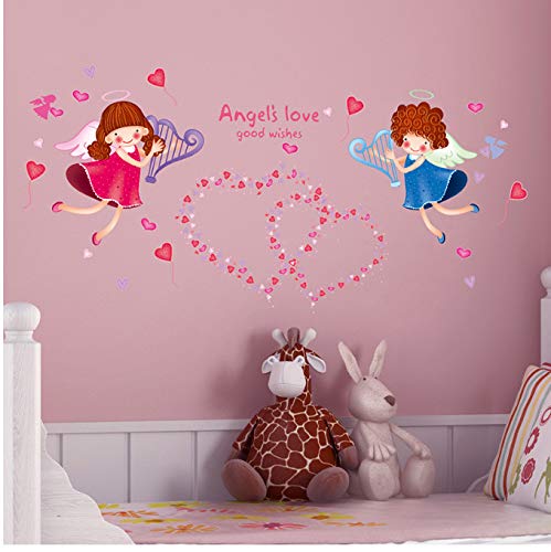 hfwh Pegatinas de Pared, Ángeles' Amor PVC Material Creativo DIY Caricatura Caricatura Calcomanías De Pared para Niños Habitación Decoración De Jardín De Infantes 45x60cm