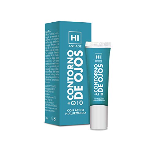 HI - Hi Antiage - Contorno de Ojos - Contorno de Ojos Antiarrugas para Mujer con Q10 y Ácido Hialurónico que Reduce las Arrugas, Bolsas y Ojeras - 15ml