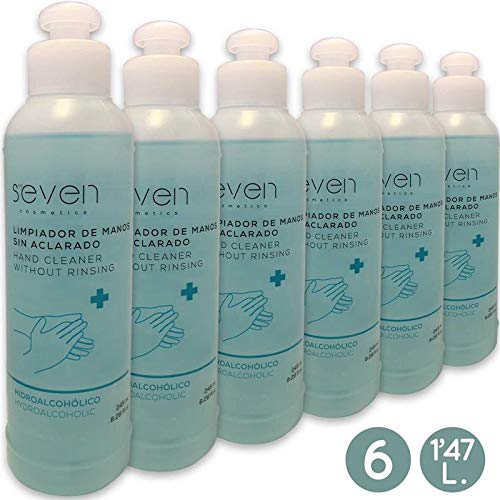 HIDRO245-6 x Limpiador hidroalcohólico 245 ml. The Seven, higienizante (1.47 litros total)