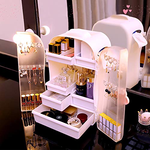 HLDWXN Maquillaje Organizador De Cosméticos Organizador De Maquillaje Exhibición De La Vanidad Estuche Grande, Caja De Almacenamiento Multi-Funcional, Caja De Pañuelos Portátil