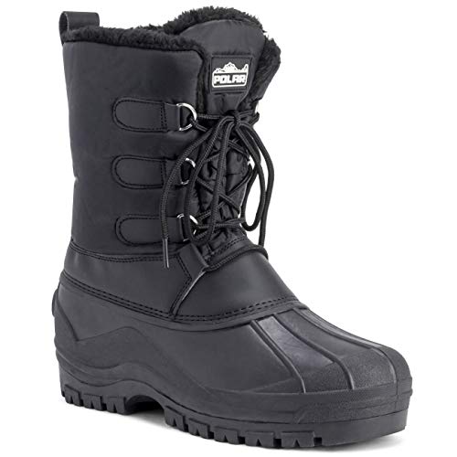 Hombre Cordones Corto Nylon Invierno Nieve Lluvia Cordones Pato Botas - BLK41 - AYC0141