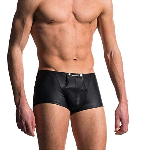 Hombres Nener Under Warming Sche Hombres Cortos Pantalones Hombres Suaves Calzoncillos Smooth Mode De Marca Long Bulge Pouch Boxer Under Warm Shampoo Short (Color : Negro, Size : M)