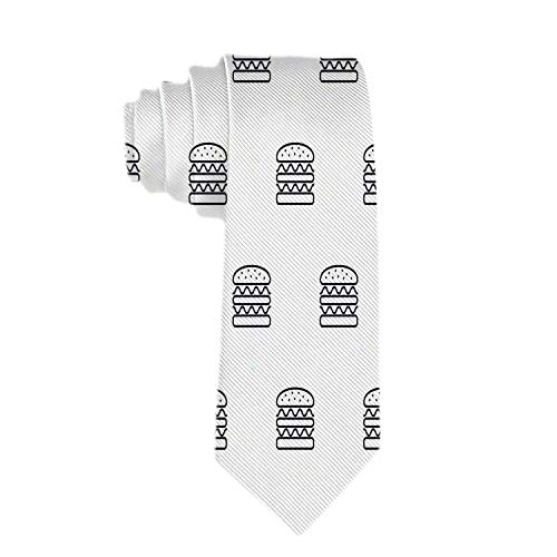 Hombres 's Classic Burger Line Icon Pattern Jacquard Tejido Corbata Traje de fiesta formal Corbata