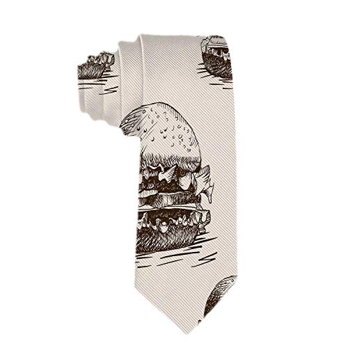 Hombres 's Classic Burger Sandwich Sketch Pattern Jacquard Tejido Corbata Traje de fiesta formal Corbata