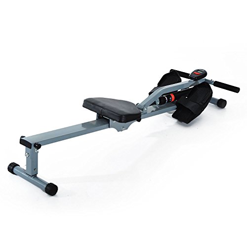 HOMCOM Máquina de Remo Ajustable con Pantalla para Fitness y Ejercicios de Musculación o Resistencia para Gimnasio Casa Carga 100KG