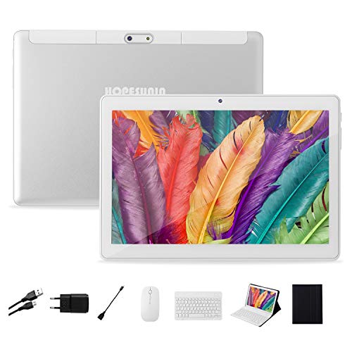 HOPESUNIN Tablet Android de 10.1 Pulgadas, Equipada con Sistema operativo Android 9 Pie, batería Recargable de 8000 mAh, 4 GB de RAM + 64 GB de ROM, cámaras duales de 5 MP + 8 MP, GPS, WiFi, (Blanco)