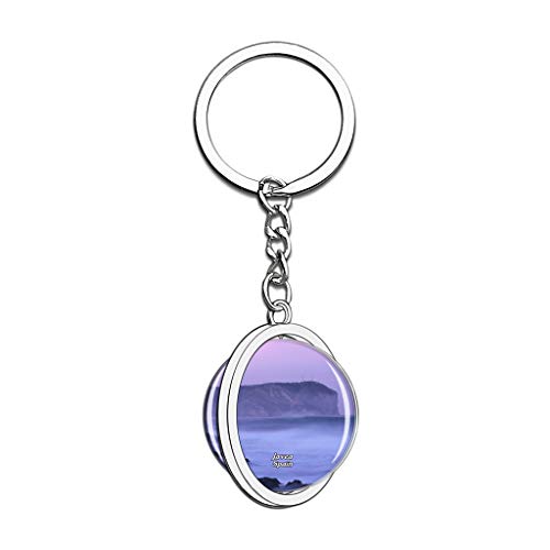 Hqiyaols Keychain España Arenal Beach Javea Cristal Girar Acero Inoxidable Llavero Viajes Ciudad Recuerdo Llavero