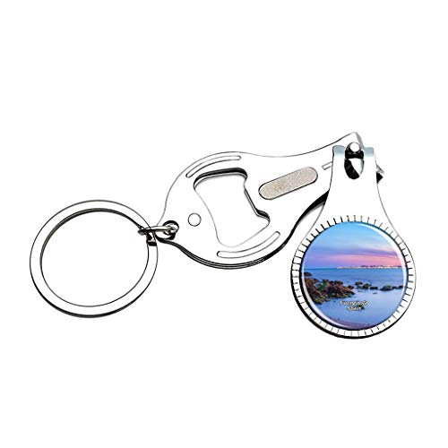 Hqiyaols Keychain España Fuengirola Cortaúñas Abridor de Botellas Lima de uñas Llavero Cristal Acero Inoxidable Multifuncional Recuerdo Regalo