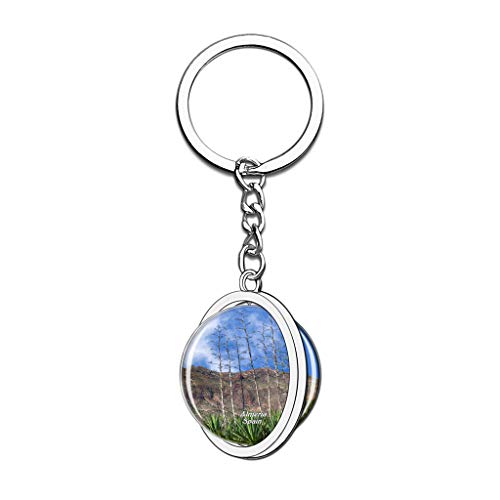 Hqiyaols Keychain España Nihal Nature Park Almeria Cristal Girar Acero Inoxidable Llavero Viajes Ciudad Recuerdo Llavero