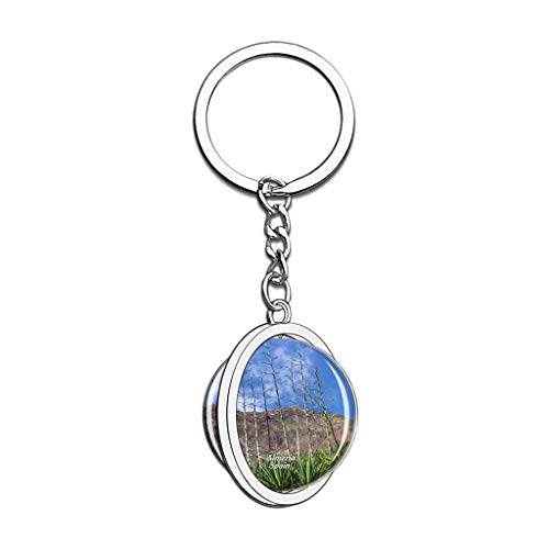 Hqiyaols Keychain España Nihal Nature Park Almeria Cristal Girar Acero Inoxidable Llavero Viajes Ciudad Recuerdo Llavero